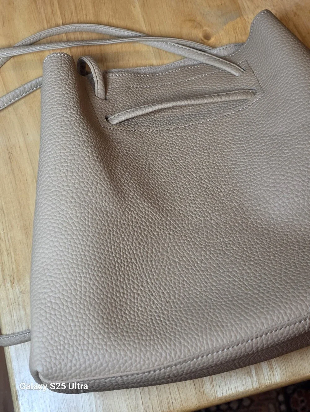 8 Other Reasons Taupe Premium Vegan Leather Bucket Tote Bag EUC